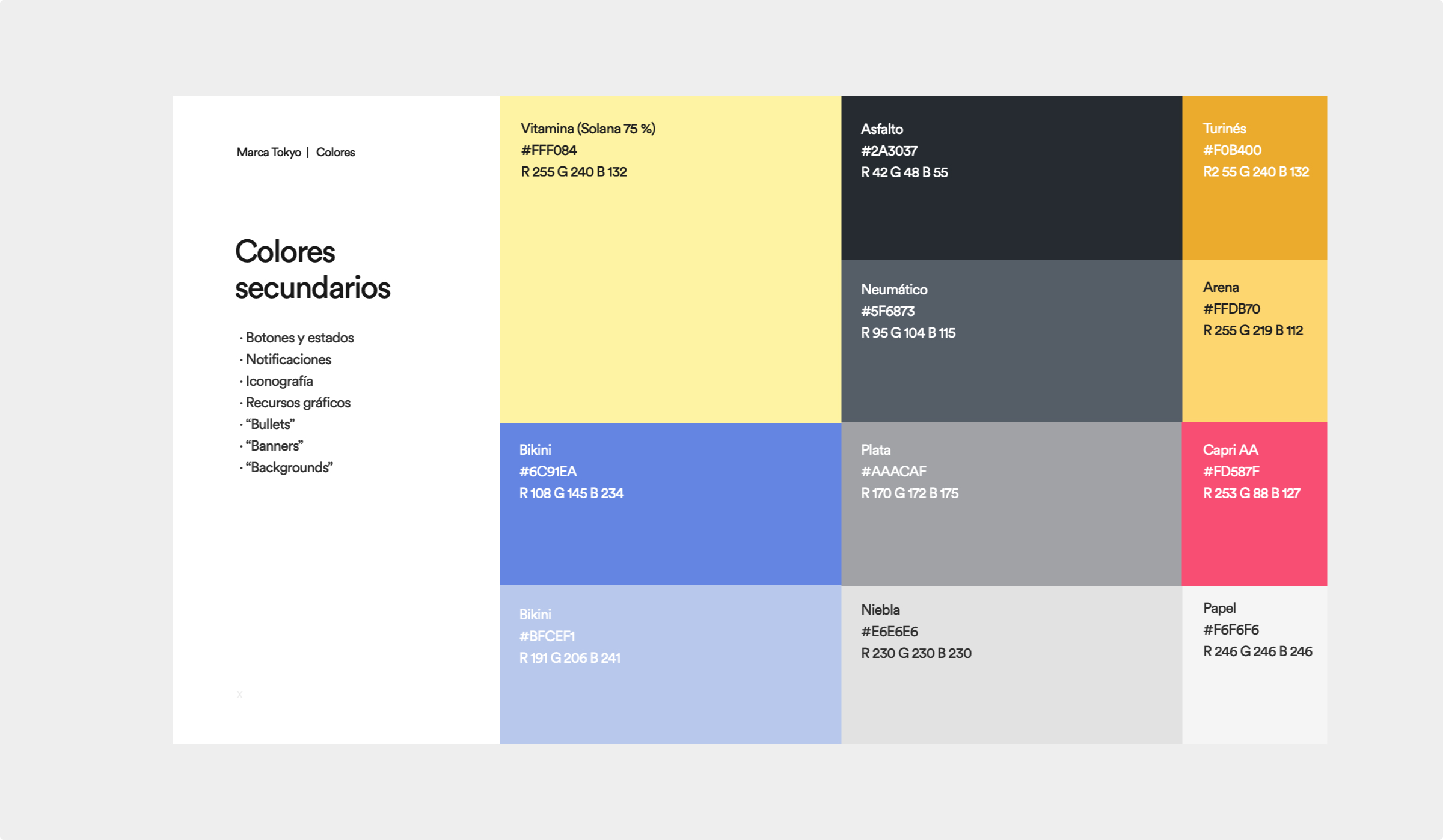 The color palette we defined